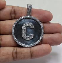 1.50Ct Round Cut Lab-Created Diamond &quot;C&quot; Letter Pendant 14k White Gold Plated - £133.98 GBP
