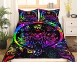 Rainbow Tie Dye Comforter Cover Boho Death Skull Duvet Cover,Trippy Gala... - $73.99