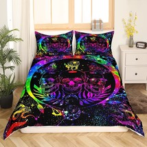 Rainbow Tie Dye Comforter Cover Boho Death Skull Duvet Cover,Trippy Galaxy Beddi - £59.14 GBP