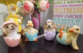 Easter Martha Stewart Duck Rabbit in Egg Shells Figurines Tabletop Decor 4&quot; - £35.95 GBP