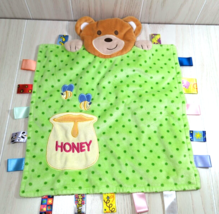 Taggies Peek a Boo Bear Honey Pot Bees Green Polka Dots  Lovey Security ... - £11.86 GBP