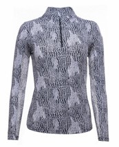 Nwt Ladies Ibkul Black &amp; White Snake Long Sleeve Mock Golf Shirt S M L Xl &amp; Xxl - £51.95 GBP