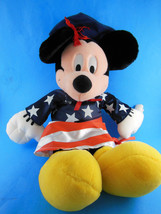 Disney Mickey Mouse Plush Grad Doll in Flag dress 4th of July decor 16&quot; - £15.56 GBP