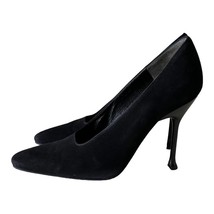 Vintage Karl Lagerfeld Black Leather Suede Stiletto Heels Pump Size 6.5M - $68.31
