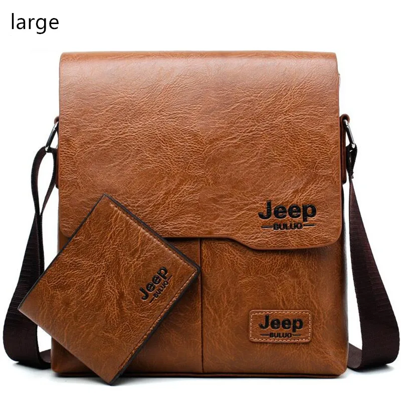 JEEP BULUO Men Bag Famous Brand 2 pcs Set Man Leather Messenger Shouder Bag Busi - £36.19 GBP
