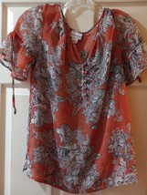 Liz Claiborne Women Size Small Floral Sheer Top Shirt - £5.48 GBP