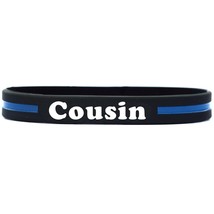 Cousin Thin Blue Line Silicone Wristband Bracelets Police Officers Patro... - $9.88