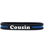 Cousin Thin Blue Line Silicone Wristband Bracelets Police Officers Patro... - £2.27 GBP