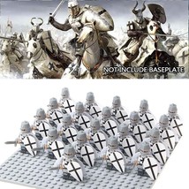 21pcs/set Medieval Crusader (Christ Knight) White Cloak with Shield Minifigures - £24.79 GBP