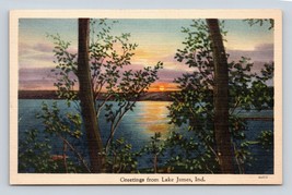 Generic Sunset View Greetings From Lake James Indiana IN UNP Linen Postcard Q7 - £6.99 GBP