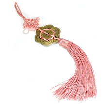 Feng Shui 8 Coin Tassel Pink Hanging Cure Good Fortune Love Romance Prosperity - £5.54 GBP