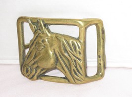 Vintage Cut Out Horse Head Solid Brass Belt Buckle; Unbranded - £19.02 GBP