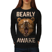 Bearly Grizzly Awake Tee Coffee Women Long Sleeve T-shirt - £11.72 GBP