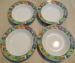 Set of (4)- Vintage Sakura Ultra Porcelain Magic Jungle Bowls 9&quot; Sue Zipkin - $68.55