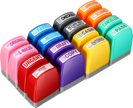 Yeaqee 16 Pcs Self Inking Rubber Stamp Set for Office Stamps Approved Paid Copy  - £23.90 GBP