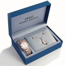 Luxury Watch Set For Women Elegant Lover Gift To Girls Copper Necklace Earrings  - £52.56 GBP