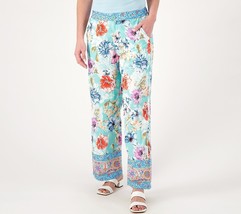Tolani Printed Pant with Elastic Waist and Pockets Mint Floral, Small - £21.35 GBP