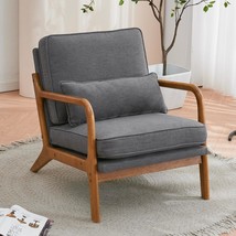 Mid Century Modern Accent Chair With Wood Frame Upholstered Lounge, Dark Grey - £147.71 GBP