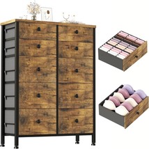 Kai-Road Dresser For Bedroom 10 Drawer Dressers &amp; Chests Of Drawers Tall Fabric - £134.70 GBP