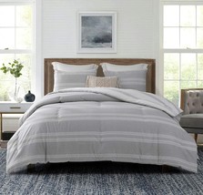 SLEEPBELLA Comforter King Size, 600 Thread Count Cotton Light Gray &amp; White - £74.86 GBP