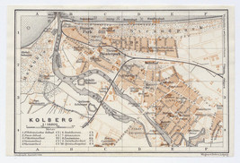 1914 Antique Map Of City Of Kolberg Kołobrzeg Pomerania Pommern / Poland Germany - £29.36 GBP