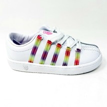 K-Swiss Classic LX White Rainbow Flower Infant Size 8 Sneakers 27161 187 - £19.88 GBP