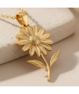 Black-Eyed Susan Flower Pendant Necklace | 14K Gold Plated Sterling Silv... - $43.77