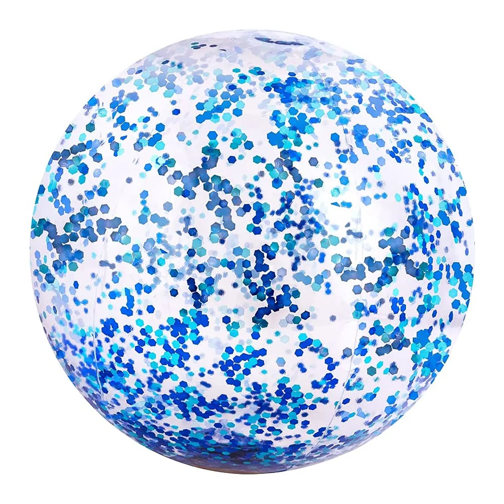 40cm Inflatable Beach Glitter Ball Toys Outdoor Summer Water Play Party Swimming - £8.44 GBP