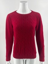 Talbots Sweater Size Large Red Cable Knit Lambswool Blend Pullover Solid - £27.69 GBP