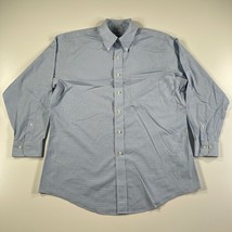 Brooks Brothers Shirt Mens 16.5 Blue Checkered Button Down Cotton Blend 346 - £14.76 GBP