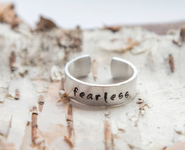Fearless ring, Inspirational ring, feminist ring, motivational jewelry, strong w - £16.78 GBP