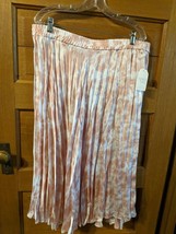 Time &amp; Tru Midi Skirt XL (16-18) Dusty Rose White Tie Dye Crinkle Womens - £8.03 GBP