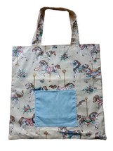 Handmade Tote Bag Carry Books Craft Project OOAK Carousel Horses Fabric ... - $16.28