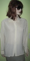 Vintage WOMEN&#39;S LadiesCOMO Long Sleeve button down White Dress Shirt Sz 12 - £15.97 GBP