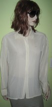 Vintage WOMEN&#39;S LadiesCOMO Long Sleeve button down White Dress Shirt Sz 12 - £15.04 GBP