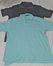 2 Ralph Lauren Polo Shirt Men&#39;s 1XB teal green heather grey pony golf dress logo - £15.14 GBP