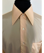 Vintage men&#39;s semi tapered collar long sleeve button front nylon shirt - $24.70