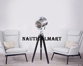 NauticalMart Chrome Finish Searchlight With Single Tripod Wood Floor Stand - £127.53 GBP