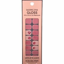 NEW Dashing Diva Gloss Ultra Shine Gel Nail Strips Light Mauve Pink Floral Green - $13.88