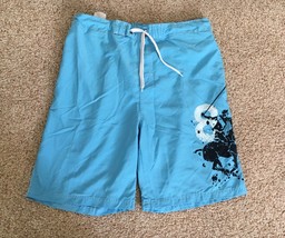 BEVERLY HILLS POLO CLUB Mens LARGE Blue Swim Boardshorts Trunks. Polyester. - $13.59