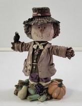 VV) Halloween Fall Scarecrow Pumpkin Resin Bobble Figure Decoration 6.5&quot; - $5.93