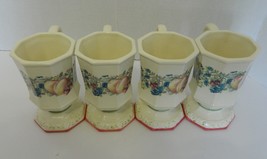 Sweet Country Harvest Coffee Mugs Cups Fruit Motiff Pink Trim Lot of Four Avon - £19.80 GBP