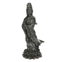 KWAN YIN STATUE 5.25&quot; Buddhist Compassion Goddess Dark Resin Quan Guan G... - $197.21 MXN