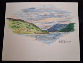 Original Signed Beverly Ellstrand Norway Mountain Landscape Color  Sketc... - £35.52 GBP