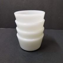 4 Glasbake Custard Cup Vintage White Milkglass Ramekin Prep Bowl Set - £11.40 GBP
