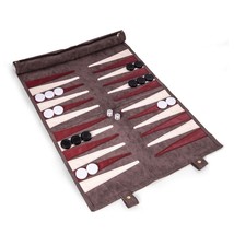 Bey Berk  Warren Grey Suede Roll-up Backgammon Travel Set G560G - $64.95