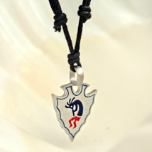 Kokopelli Man Pendant Necklace Native Indian Arrow Head Hopi Pewter Tribal Cord - £6.77 GBP