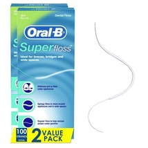 Oral-B Dental Floss for Braces, Super Floss Pre-Cut Strands, Mint, 50 Ct, 2 Pack - £13.44 GBP