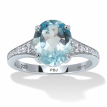 PalmBeach Jewelry 4.70 TCW Sterling Silver Oval Cut Genuine Blue Topaz and Cubic - £39.86 GBP