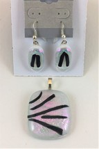 Aurora in Winter Fused Glass Jewlery Pendant and Earrings Set - £35.84 GBP